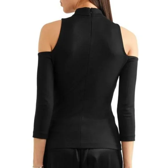 L’AGENCE Sasha Ponte Cold Shoulder Top Black Size Small NWT